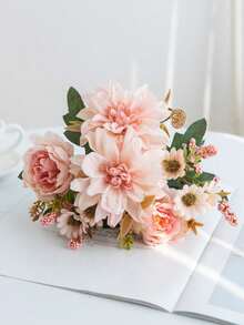 1件仿真花-丝绸大丽花，假植物，家居，餐厅，客厅，户外花园装饰，母亲节礼物，生日礼物，毕业季礼物，婚礼季，插花艺术，摄影道具，秋季，春季，花瓶，花墙，花环，新娘捧花，婚礼装饰，DIY花环材料，生日派对装饰材料，家居装饰配件，情人节。 - 粉色 - 查看 8