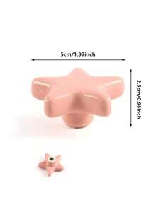 1pc Ceramic 5-Pointed Star Children's Bedroom Drawer Pull Handle, Cute Furniture Cabinet/Wardrobe Door Knob, Star Children's Bedroom Cabinet Drawer Pull Handle, 5-Pointed Star Ceramic Drawer Pull - Multicolor - View 7