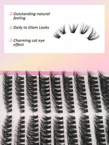 216pcs Separate False Eyelashes, Faux Mink Lashes, Thick & Curly Lashes, Natural Effect, Suitable For DIY Home Use, Mixed Lengths To Meet Daily Needs; Reusable False Eyelashes, Eyelash Extension Tool - C - View 4