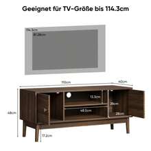 110 Cm TV-Ständer, Mid-Century Modern TV-Ständer Für 32/45 Zoll Fernseher, Entertainment-Center Mit Stauraum, Medienkonsolentisch Für Wohnzimmer Und Schlafzimmer, Walnuss - Walnut - View 3