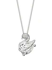 1 Pieza Collar De Cisne De Plata Pura Para Mujer Con Decoración, Moderno Y Adecuado Para Uso Diario, Regalo Del Día De San Valentín Para Novia - Plateado - Ver 3