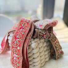 Dây viền ren hoa và đính kim sa nhiều màu, rộng 5cm, thích hợp cho quần áo, Hanfu, tay áo/cổ áo/viền trang trí - Đồ thủ công DIY, bao bì quà tặng, trang trí rèm cửa - Chỉ thêu, kim sa trang trí nhà cửa, quà tặng và may vá cho người mới bắt đầu - nhiều màu - Xem 4