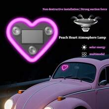 Solar Powered Heart-Shaped Neon LED Light For Car Rear Window Decoration, No Wiring Required - 1PCS - View 4
