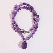 Bohemian Crystal Necklace | 1 Pc Asymmetrical Natural Stone & Pendant, Unique Women's Holiday Gift - Bohemian Necklace - View 8