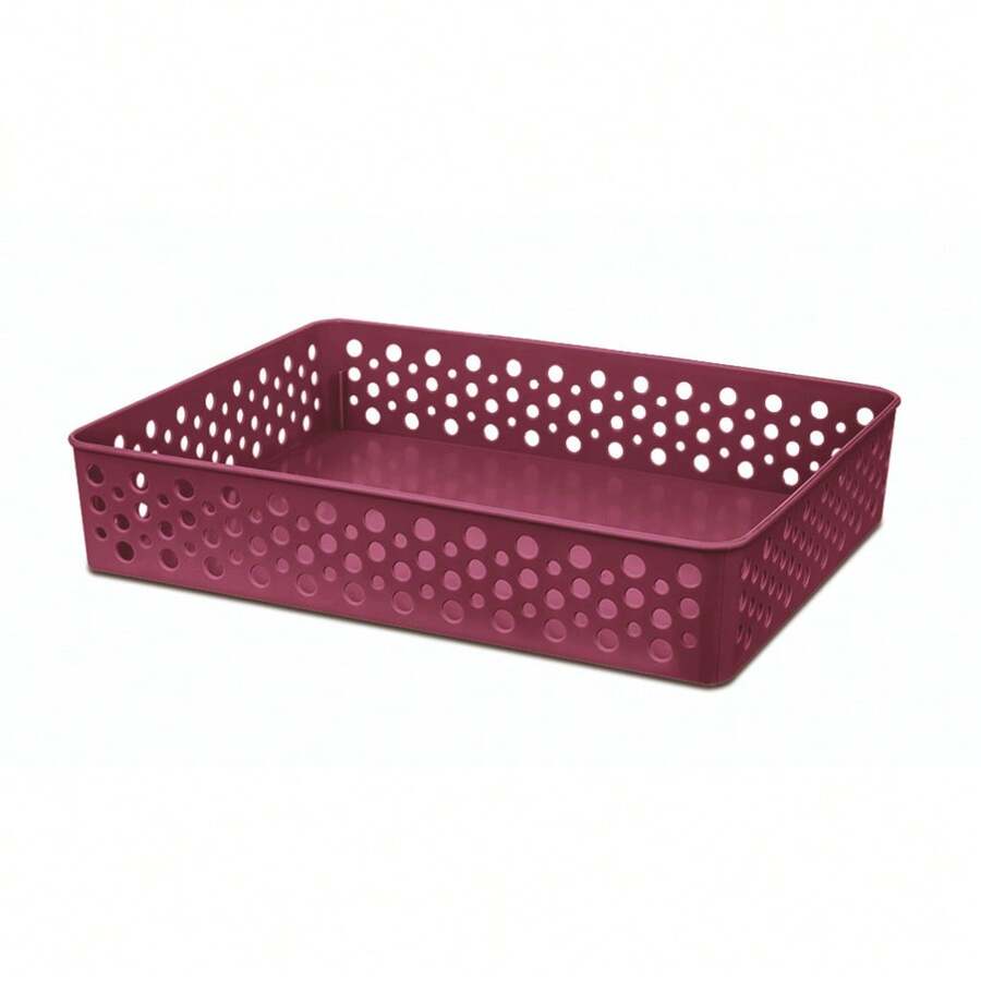 Set Of 6 Large Organizer Baskets (34x25 Cm) Multipurpose Ideal For Drawers And Cabinets - Maroon - View 1