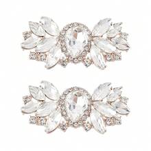2 Stück Schuhclips mit simulierten Kristallperlen(53x57mm Weiß) DIY Braut Blumen Schuhschnalle Strass Metall Schuhdekoration Zubehör für Hochzeit Party Geldbörse Gürtel Hardware DIY-2164 - Oro rosa - Ver 2