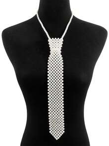 1入時尚多色修飾假珍珠編織項鍊,適用於正式場合 - 白色 - 查看 13