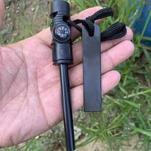 Encendedor de Magnesio de Rodillo de Hierro Fiable para Todo Clima con Brújula Cuerda Paracord y Silbato Piedra de Hacha de Supervivencia Ideal para Campamento Senderismo Mochilero y Emergencias al Aire Libre - estilo luminoso - Ver 9