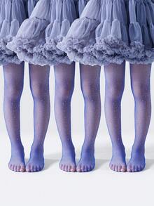 1pc Girls' Lightweight Breathable Pantyhose, Luxurious Sparkling Rhinestone Decor, Skin-Friendly Soft Casual Fishnet Tights, Fashion Minimalist Comfortable Versatile, Suitable For Stage Performance, Holiday Gift, Party, Princess Dress Matching, Daily Wear - Royal Blue - View 1