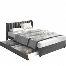 Bed Bases & Foundations - Gray + Velvet + 160cm*200cm - View 6