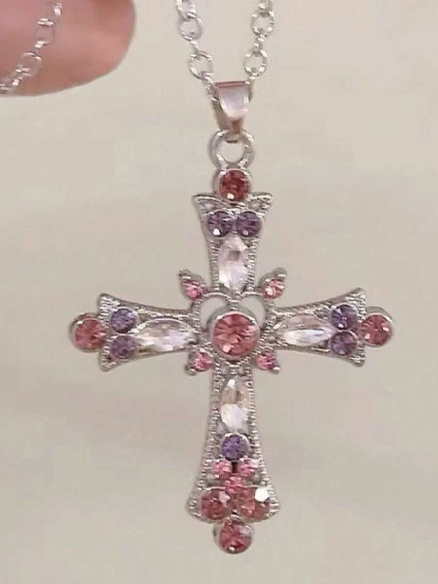 1 chiếc dây chuyền mặt dây chuyền bạc đính kim cương kiểu Gothic Y2K dễ thương và cá tính dành cho nữ, trang sức dự tiệc - Nhiều màu - Xem 1
