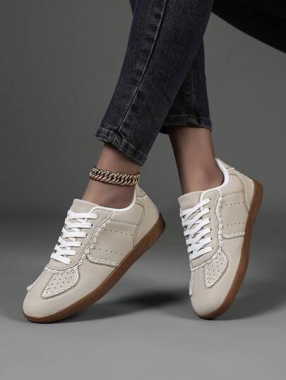 Women's Casual Lace-Up Low-Top Walking Shoes, Comfortable Outdoor Sports Shoes, Fashionable Round Toe Flat Shoes, New Lightweight Comfortable Casual Sports Shoes For All Seasons