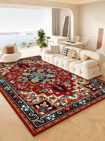 1pc Fashionable & Elegant Style Indoor Decorative Carpet, New Faux Wool Material Indoor Rug, Living Room Carpet, Sofa Carpet, Bedroom Carpet, Bedside Anti-Slip Mat, Room Floor Mat, Dining/Kitchen Carpet, Office Chair Pad, Entryway Doormat, Outdoor Picnic Blanket, Outdoor Camping Mat