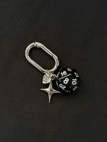 1pc Unisex New Creative Dice Keychain, Fashionable Tetrahedron Pendant Bag Charm - Multicolor - View 6