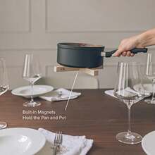 Magnetic Trivet Premium Wooden Hot Pot Trivet Foldable and Insulated Trivet Set Modern Design Built-in Magnets Hold The Pan and Pot Gift-B031 - Natural - Ver 5