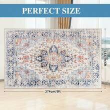 Alfombra de estilo persa lavable, adecuada para sala de estar, dormitorio, sala de té, zapatero y otras decoraciones interiores, alfombra de estilo bohemio de pelo bajo, alfombra antideslizante lavable a máquina - 1PC - Ver 5