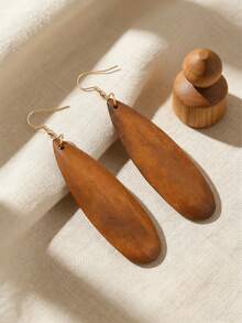 6 Pairs/Set Women's Jewelry, Lightweight Wooden Texture Mixed Pendants, European & American Classic, Suitable For Celebrations, Parties, Women's Fashion Jewelry - 6 Pairs - View 5