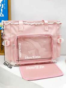 1 chiếc túi đeo vai kiểu Nhật Kawaii viền ren, túi tote cỡ lớn đa năng, có dây đeo điều chỉnh được và tháo rời, phù hợp cho học sinh, người hâm mộ anime, sử dụng hàng ngày, mua sắm, du lịch. - Xem 12