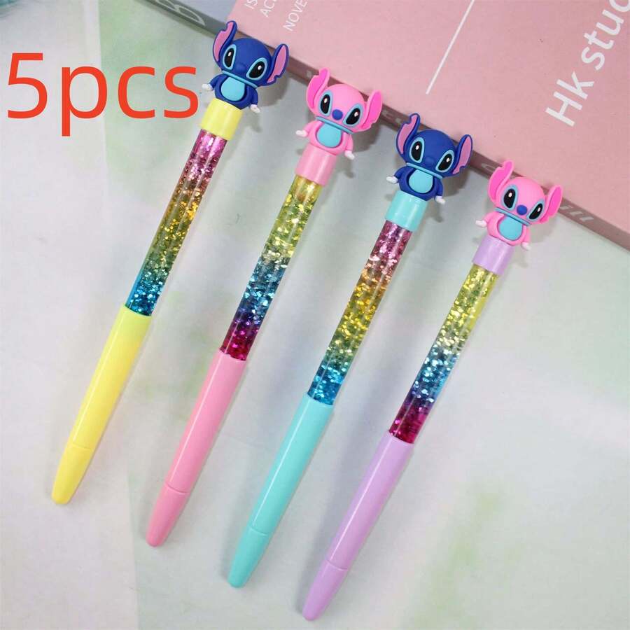 5pcs Zootopia 2 Themed Retractable Ballpoint Pens, Cartoon Character Gidget The Snake Design, Suitable For Students - Stitch Highlighter - View 1