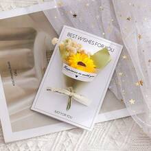 1 Set Folding Dried Flower Greeting Card, Everlasting Flower Bouquet Business Blessing Card, Baby's Breath Bouquet For Teacher's Day, Valentine's Day, Birthday And Other Holidays, Cards - A - View 9