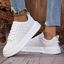 Unisex Breathable Fashionable Soft-Sole Casual Elevator Sneakers - White - View 3