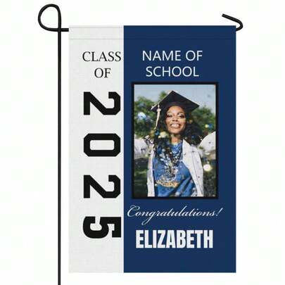 Personalized Graduation Flag With Photo Name Text Class Of 2026 For Graduation Party, Double Sided Graduation Banner Yard Outdoor Decoration