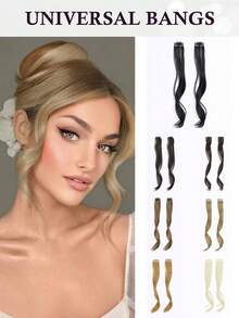 2pcs Side Bangs Clip-On Bangs With Long Sideburns, Clip-In Bangs With Synthetic Long Dragon Whisker Bangs, 12 Inches - Multicolor - View 1