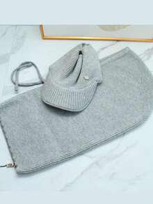 1pc Women's Scarf Neck Warmer Set, Thick Autumn/Winter Detachable Collar Hat, Knitted Hooded Cowl Neck Warmer, Casual & Versatile - Khaki - View 9