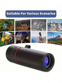 1 Telescopio de Alta Definición, Portátil de Mano de Tubo Único, Diseño Compacto, Puede Ser Metido en el Bolsillo. Adecuado para aventuras al aire libre, caza, viajes y pesca. Ideal para Halloween y Navidad - Soltero negro - Ver 1