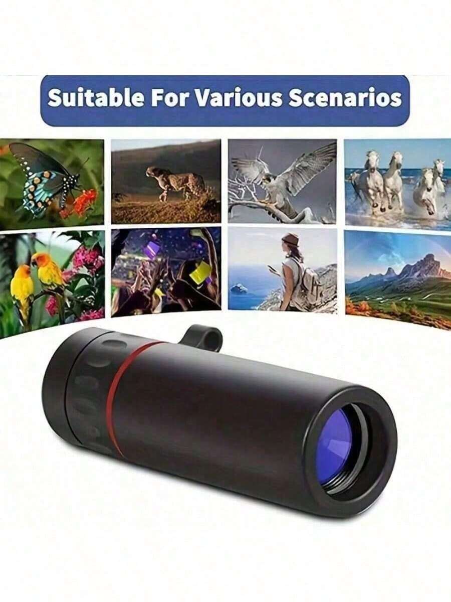 1 Telescopio de Alta Definición, Portátil de Mano de Tubo Único, Diseño Compacto, Puede Ser Metido en el Bolsillo. Adecuado para aventuras al aire libre, caza, viajes y pesca. Ideal para Halloween y Navidad - Soltero negro - Ver 1