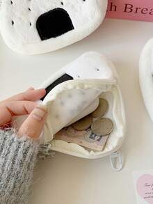 1个卡通女孩心形饭团毛绒零钱包，学生可爱配饰，耳机收纳包，数据线整理袋 - 彩色 - 查看 9