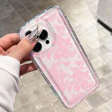 性感甜美粉色蕾丝图案防摔手机壳，兼容 16 Pro Max、XS、11、12、12 Mini、13、14、15、16、16 Pro Max、15 Pro、13 Pro Max、17、17 Air、17 Pro Max以及A54 5G、A52、A14、A15、A12、S22、S21、A33 5G、Galaxy A50、S24、S23、Galaxy S10 5G、A32 5G、Galaxy A55 5G、S10、Galaxy S23 Ultra、A53 5G、A05、S25、Galaxy A24 4G，男女皆宜的礼物 - 粉色 - 查看 3