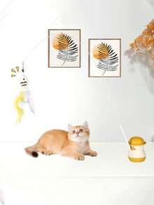 6pcs/Set Funny Cat Teaser Toys - Interactive Cartoon Design, Non-Electric, Attract Cats To Play, Promote Exercise And Intelligence. - Grey - View 4