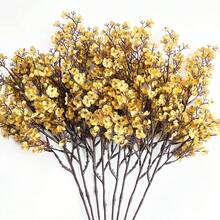 1束人造满天星花束，适用于婚礼、家居装饰、餐厅、卧室、花瓶、装饰品、户外花园、花篮、情人节礼物、派对和聚会、DIY花环、工艺材料 - 金色 - 查看 2