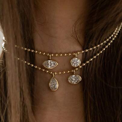 简约优雅多面闪耀吊坠项链，奢华高端百搭颈链饰品配饰，可DIY自由组装串珠链