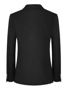 Black Double-Breasted Slim Fit Men's Suit Jacket, Wedding Formal Wear - Black - View 2