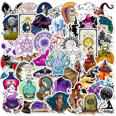 50 piezas Nuevos adhesivos de la serie mágica creativa - Calcomanías decorativas impermeables personalizadas para equipaje y guitarras