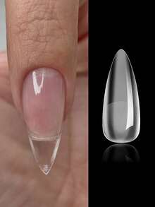 600pcs Pre-Shaped Almond Acrylic Nail Stickers, Semi-Matte Full Coverage Nail Stickers, Square Clear Gel Press-On Fake Nails, For Nail Extension & DIY Manicure At Home - Multicolor - View 15