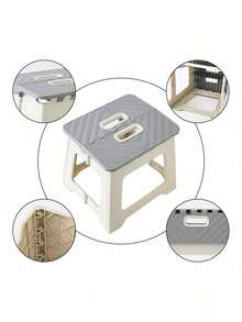 1 pieza aburete Plegable portátil con asa, Taburete de Plástico Antideslizante Reposapiés Compacto y Resistente Escalera Ligera Sillas Plegables Ideal para Baño Cocina Dormitorio Camping,portátil mini silla plegable al aire libre para adultos, silla de pesca portátil - Gris - Ver 7