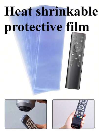 透明热缩袋，适用于电视遥控器及电子产品，遥控器防尘收缩膜，高品质防尘塑料薄膜，适用于电视机、遥控器、珠宝、收藏品 - 防尘、防水、防刮擦，增强可视性，适用于大多数遥控器（易于剥离和粘贴），家庭和办公室必备，厨房装饰，家居用品