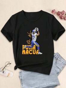 Women's Puka Nacua-Shirt - Funny Cotton Tee Loose Short Sleeve Round Neck Casual Daily Wear - 黑色 - 查看 2