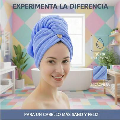 Toalla Envolvente Para Cabello De Secado Rápido , Gorro De Toalla De Microfibra Altamente Absorbente , Ideal Para Cualquier Tipo De Cabello , Super Absorción , elimina y Controla El Frizz , Toalla Para Baño , Toalla Para Secado Rápido