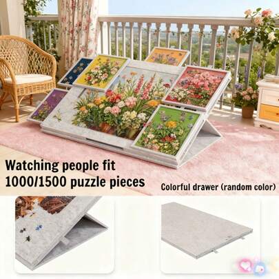 6-Compartment Puzzle Sorting Board | Adult Felt Surface Puzzle Mat | Foldable Design With Safety Buckle, Holds 1000/1500 Pieces, Multiple Sizes Available