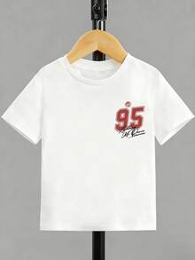 Disney Cars Lightning McQueen Kids' Tee, No.95 Double-Sided Print Retro Kids' Wear - trắng - Xem 3