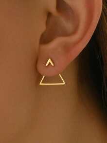 CHOSHILAR 一对金色几何三角形耳环，轻盈奢华的欧美复古风格耳钉，适合日常、派对和工作场合佩戴。 - 金黃色 - 查看 5