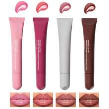 4 Pcs Peptide Lip Tint, Sheer Color And Hydrating Finish Clear Lip Oil, Long Lasting Hydrating Lip Gloss Tinted Lip Balm Non-Sticky Revitalizing, Transparent Lip Care Oil For Dry Lip, 3 Fl Oz,10ml - Strawberry - 查看 1