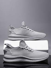 Men's Low-Top Breathable, Lightweight, Non-Slip, Wear-Resistant, Outdoor, Four Seasons Fashion All-Match Men's Shoes Running Shoes Sports Shoes - 淺灰色 - 查看 1