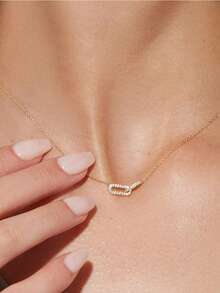 Plated Micro Paved Zirconia Double Hoop Necklace With Paperclip Pendant, Versatile Choker For Daily Wear, Dates, Parties - Multicolor - View 3