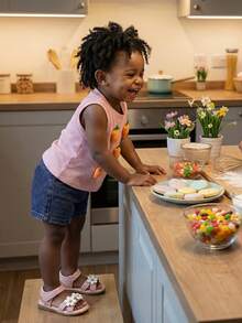Toddler Baby Girls Easter Outfits 2 Piece Spring Summer Clothes 3D Carrot Waffle Sleeveless Tank Tops And Denim Shorts Set - Pink - View 3