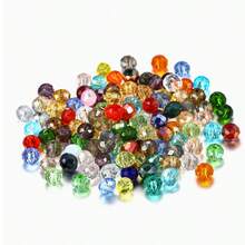 50pcs/Set 8mm Crystal Glass Beads, Faceted Loose Beads For DIY Bracelet And Necklace - Multicolor - View 2